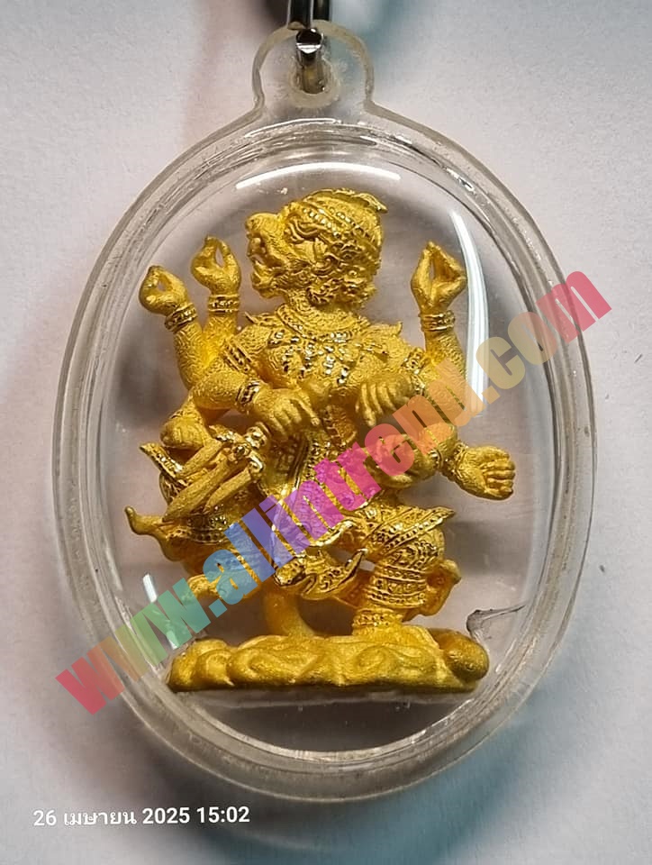 เทพหนุมาน แผลงฤทธิ์ 4 เศียร 8 กร รูปหล่อสูง 3.2 เซนติเมตร ทองทำพ่นทรายขัดเงา น้ำหนัก 29 กรัม