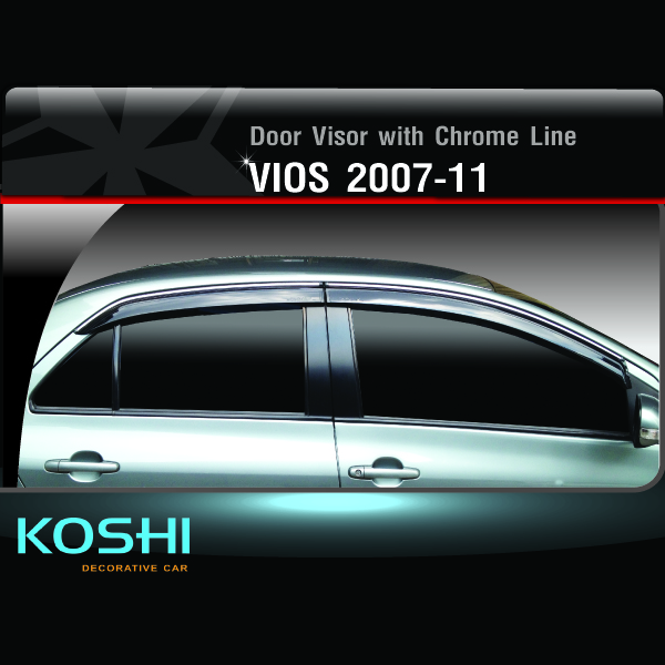 กันสาดคิ้วโครเมี่ยม Toyota Vios 2007-11 ยี่ห้อ Koshi