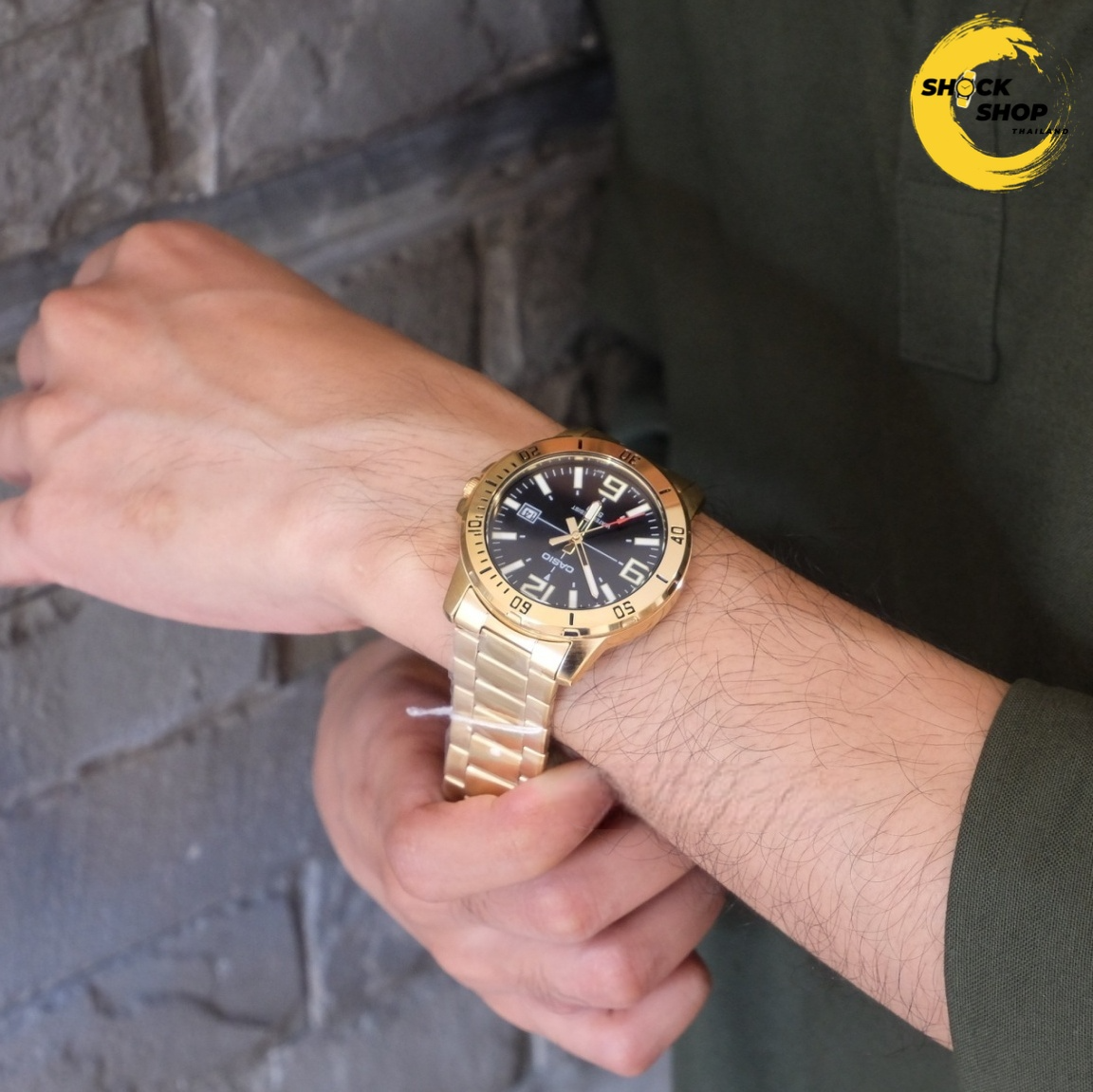 CASIO นาฬิกาผู้ชาย รุ่น MTP-VD01G-1BV วัสดุสเตนเลสสตีล สีทอง คาสิโอ