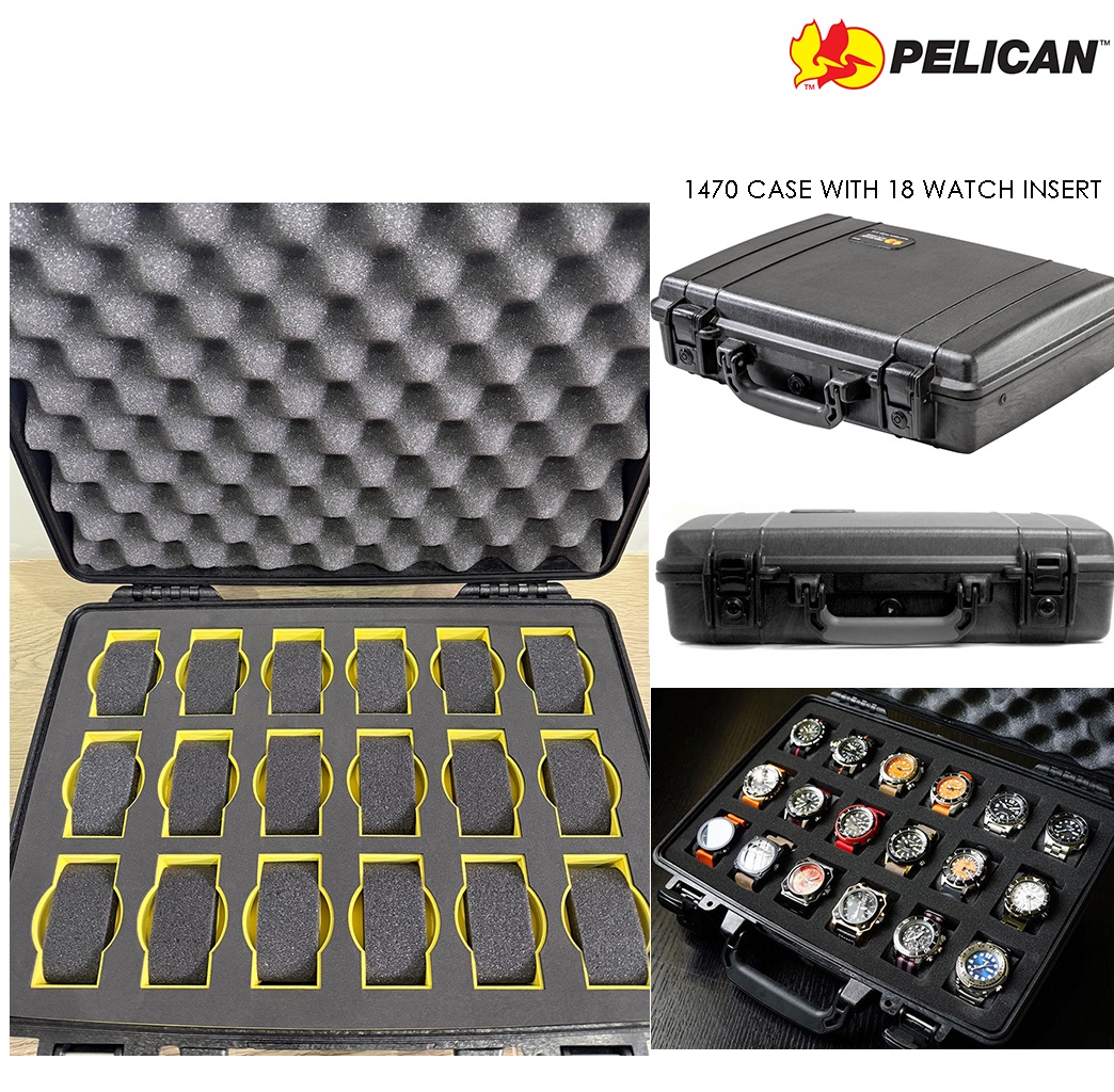Pelican 1470 Case with Custom Foam (Fits 18 watches) - Yellow - ใส่นาฬกา 18เรื่อน