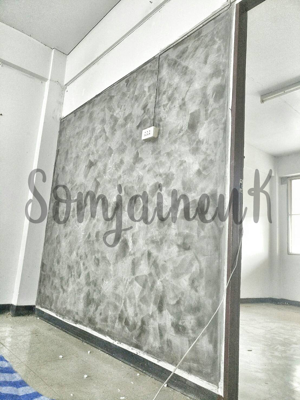 ฉาบผนังปูนลอฟท์ 1 รับแขก 1 ห้องนอน และฉาบลายอิฐ พื้นที่รวม 80 ตร.ม. @แฟลต ศรภ 17 รามอินทรา