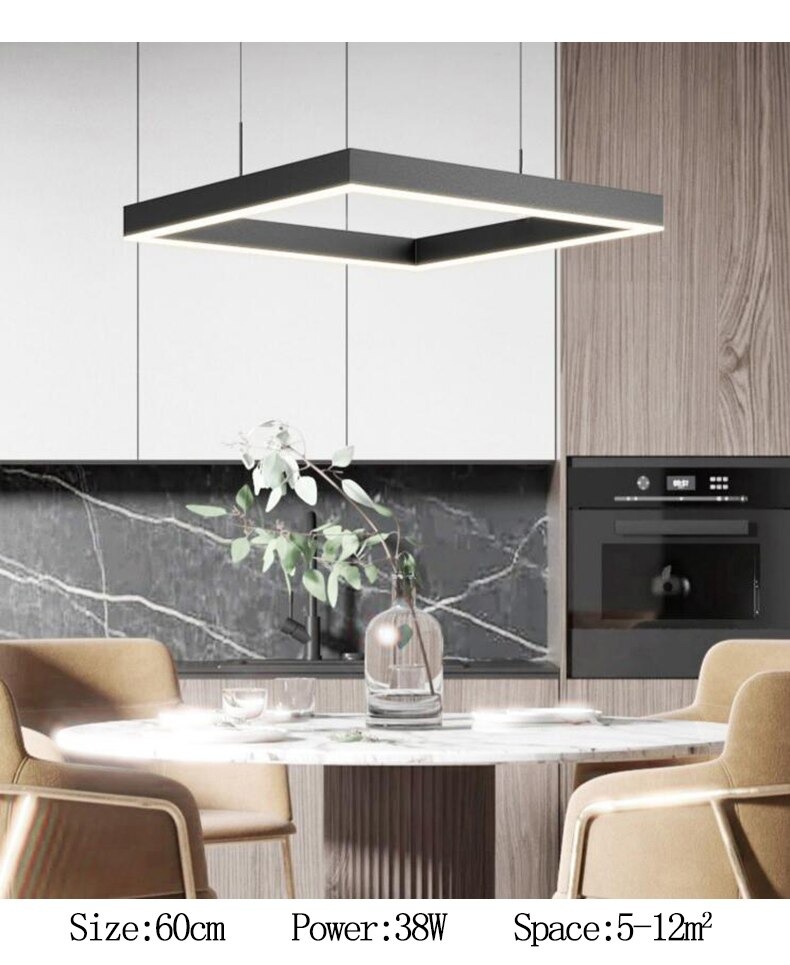 โคมไฟแขวน square ring Led วงสี่เหลี่ยม สีดำ ไฟเพดาน โคมเพดาน ไฟแขวน โคมแขวน ไฟห้อย ไฟระย้า ไฟช่อ ไฟกิ่ง สวยทันสมัย ไฟตกแต่ง หรูหรา ทนทาน ประหยัดไฟ