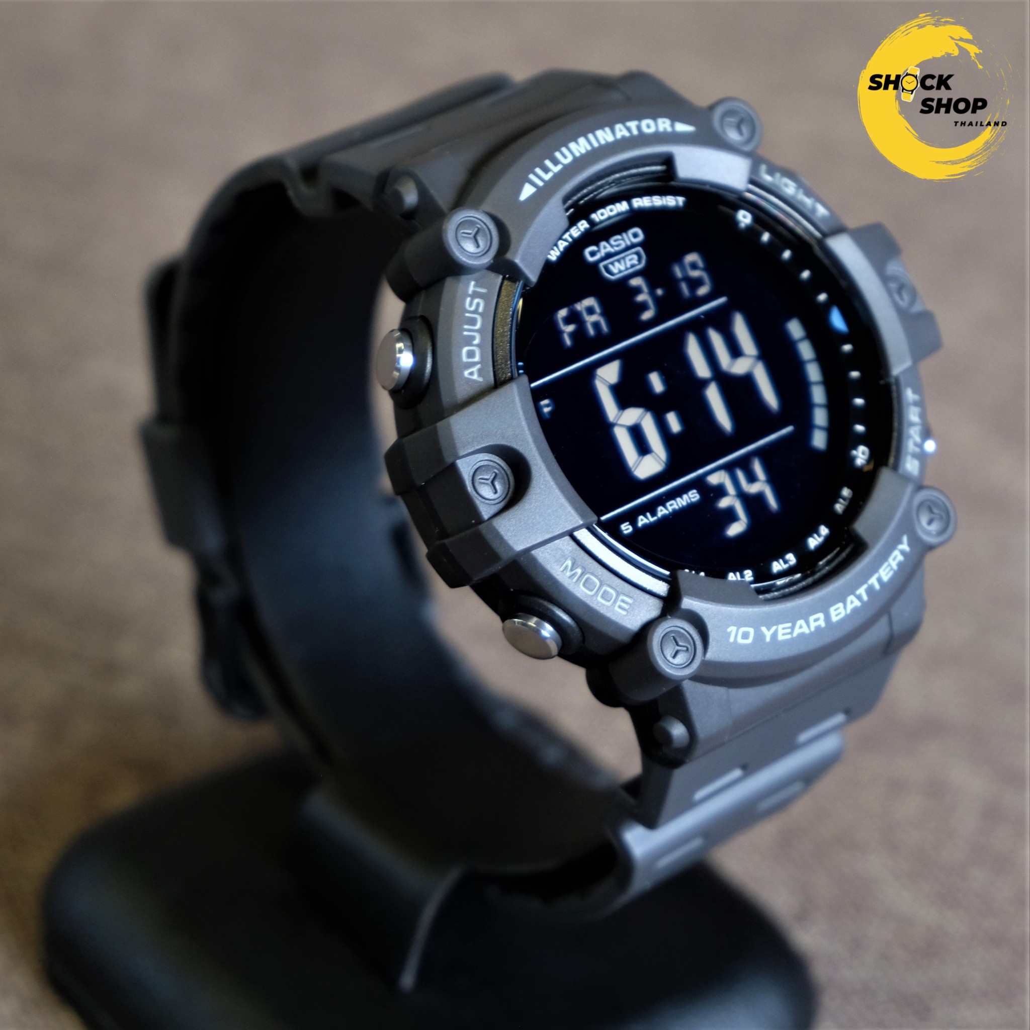 CASIO นาฬิกาข้อมือผู้ชาย รุ่น AE-1500WH-8BV วัสดุเรซิ่น สีเทาดำ คาสิโอ