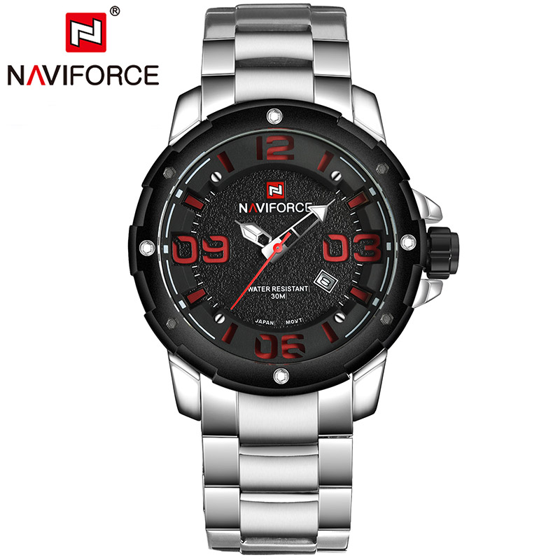 นาฬิกา Naviforce รุ่น NF9078 RD SIL นาฬิกาข้อมือสุภาพบุรุษ ของแท้ รับประกันศูนย์ 1 ปี ส่งพร้อมกล่อง และใบรับประกันศูนย์ ราคาถูกที่สุด