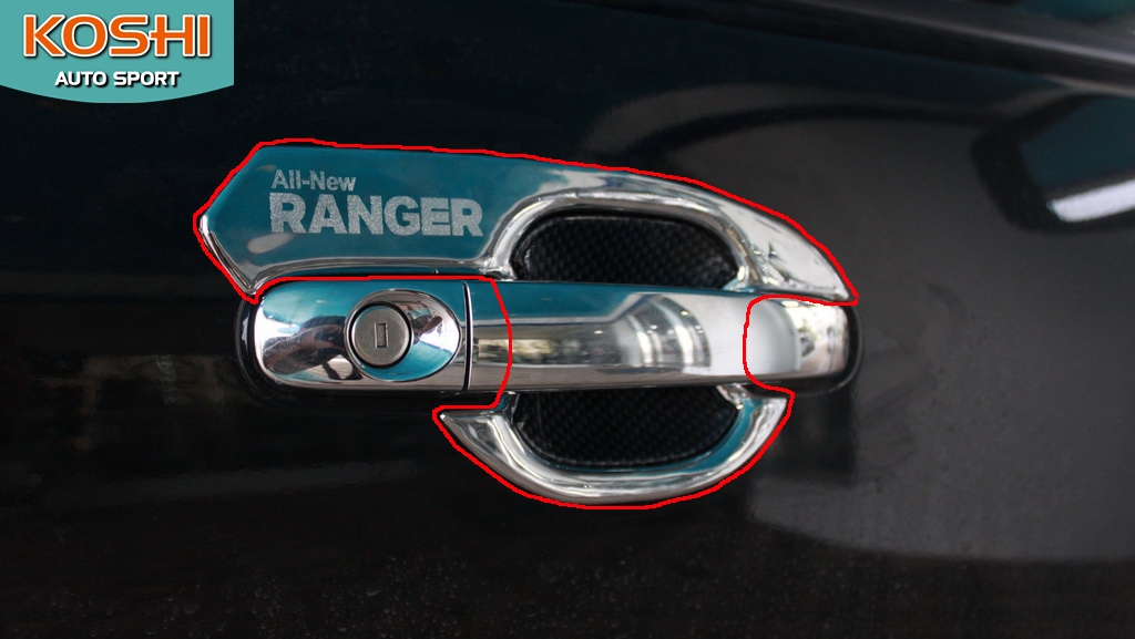 เบ้ารองมิอจับชุบโครเมี่ยม-คาร์บอน V.4 Ford Ranger 2015 รุ่น 4 ประตู AOS (4ชิ้น)