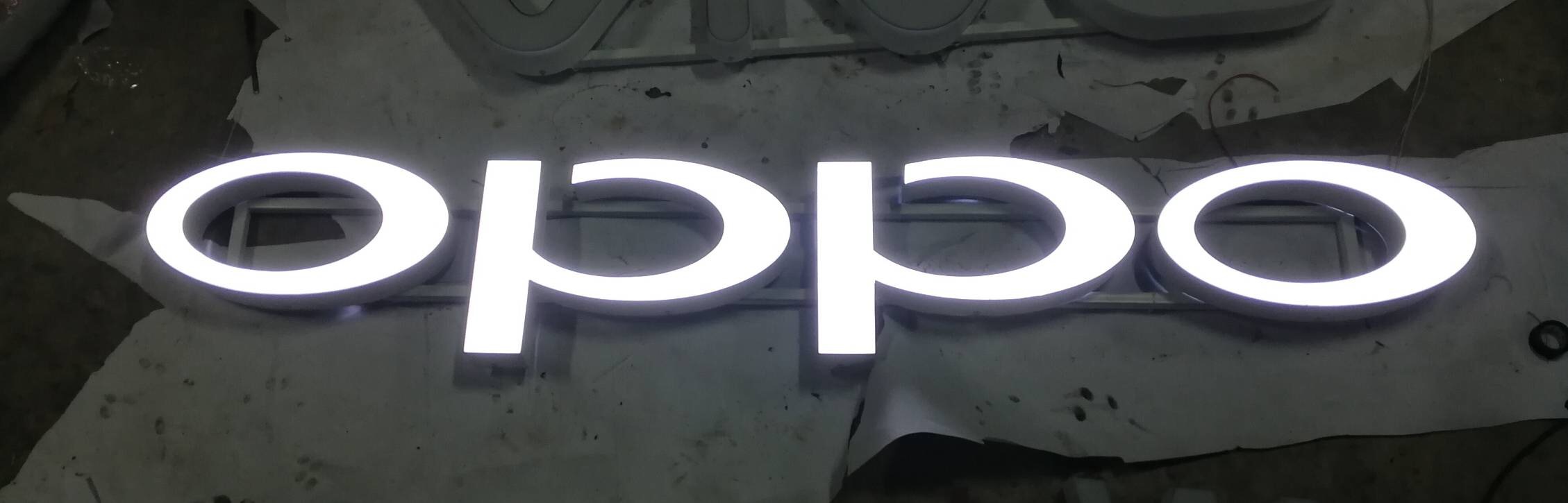 ป้ายอักษรไฟออกหน้า ไม่มีคิ้ว #oppo