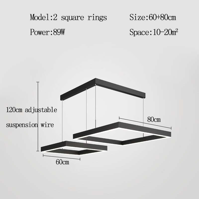 โคมไฟแขวน square ring Led วงสี่เหลี่ยม สีดำ ไฟเพดาน โคมเพดาน ไฟแขวน โคมแขวน ไฟห้อย ไฟระย้า ไฟช่อ ไฟกิ่ง สวยทันสมัย ไฟตกแต่ง หรูหรา ทนทาน ประหยัดไฟ