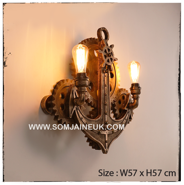 #006 โคมไฟเฟืองเกียร์หมุนได้แบบติดผนัง สไตล์ลอฟท์ เรโทร (American Retro Gear Lamp) แถมฟรีหลอดเอดิสัน !!!