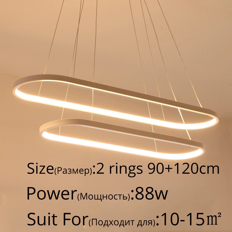 โคมแขวน ไฟแขวน 2Rings Led (สีดำ/ขาว/ทอง) ไฟเพดาน โคมเพดาน โคมไฟแขวน ไฟระย้า ไฟช่อ ไฟกิ่ง ไฟห้อย สวยทันสมัย ไฟตกแต่ง หรูหรา ทนทาน ประหยัดไฟ