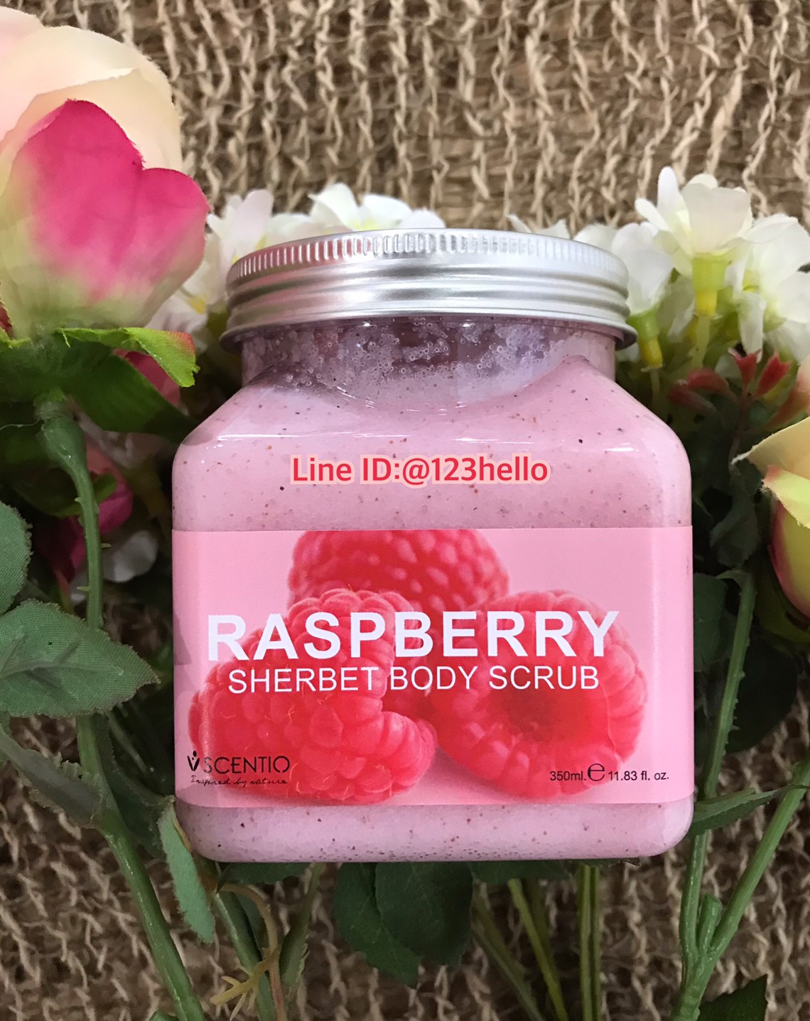 Scentio Raspberry Sherbet Body Scrub เซนทิโอ ราสเบอร์รี่ เชอร์เบท บอดี้ สครับ 350 มล.