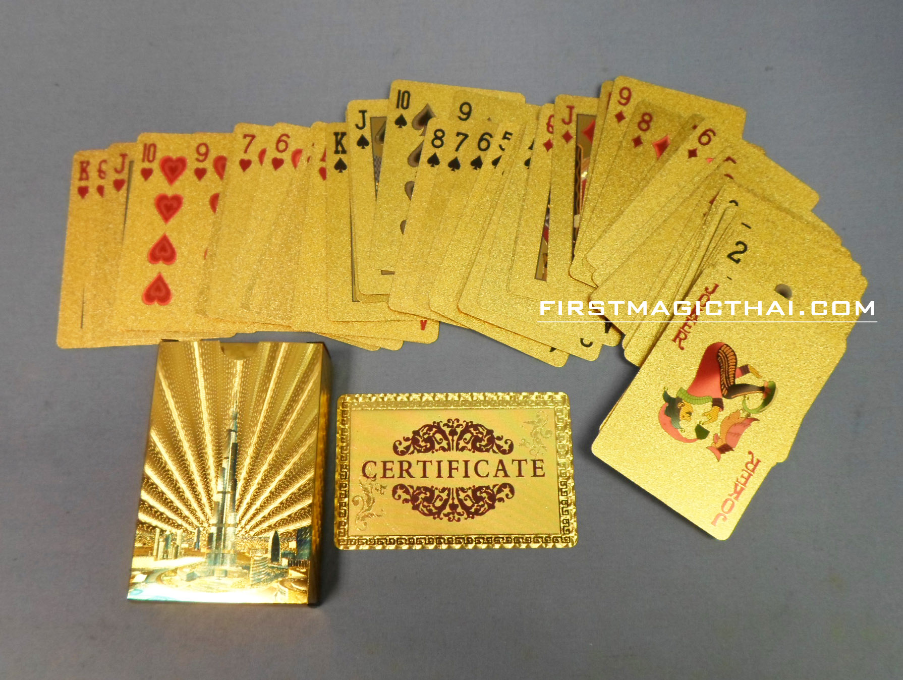 ไพ่พลาสติก สีทอง หลัง Dubai