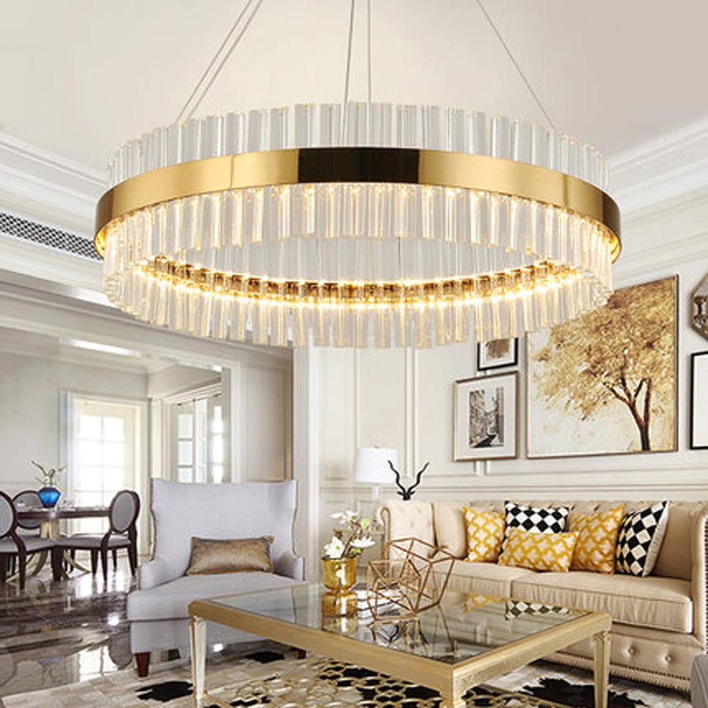 โคมไฟระย้า Round Gold โคมไฟเพดาน ไฟแขวน ไฟระย้า คริสตัล เกรดA chandelier โคมระย้า ไฟเพดาน ไฟกิ่ง ไฟช่อ โคมไฟแขวน โคมแขวน หรูหรา มีระดับ ทนทาน ประหยัดไฟ
