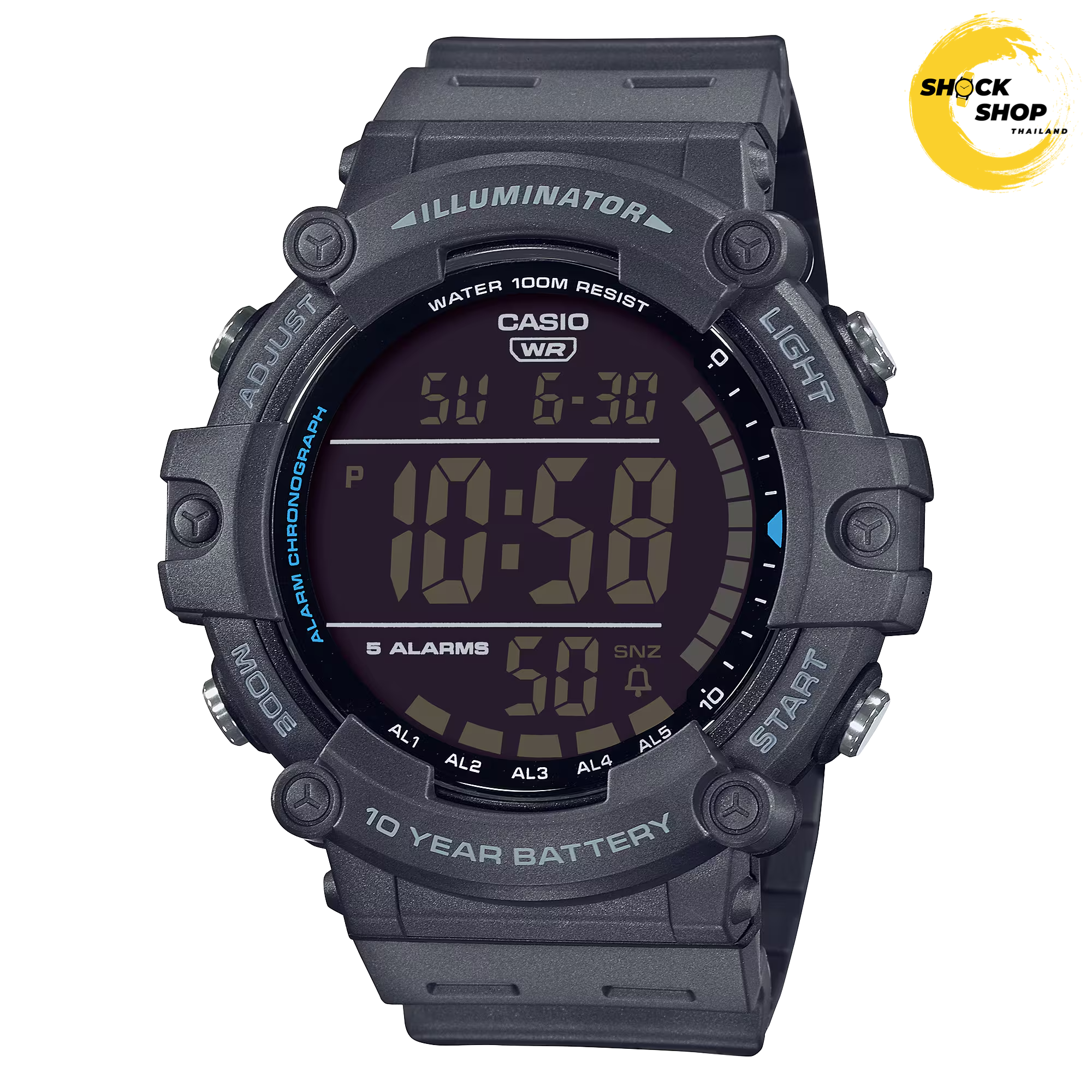 CASIO นาฬิกาข้อมือผู้ชาย รุ่น AE-1500WH-8BV วัสดุเรซิ่น สีเทาดำ คาสิโอ