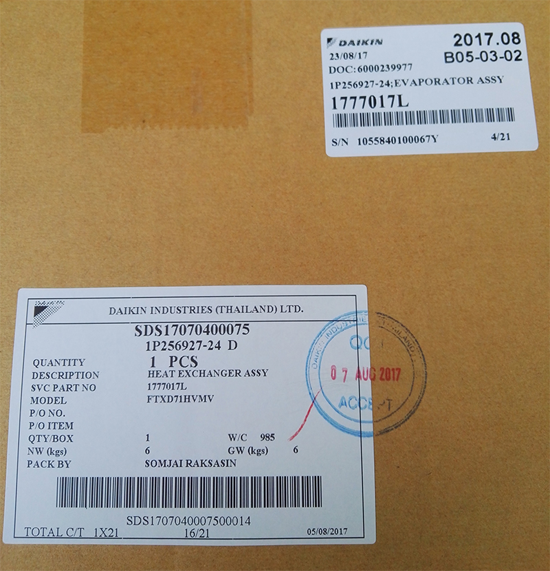 แผงรังผึ้งคอล์ยเย็น FTKD24GV2S