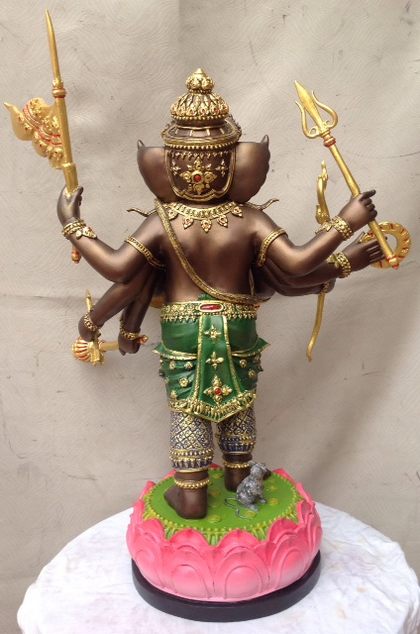 พระพิฆเนศ ปางปราบพญามาร 8 กร 9นิ้ว โลหะมวลเบา ลงยาราชาวดี