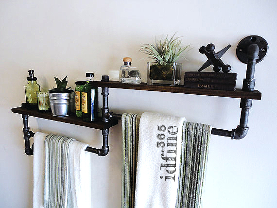 เซ็ทชั้นวางของ ราวแขวนผ้าในห้องน้ำ พร้อมที่ใส่กระดาษชำระสไตล์ Loft