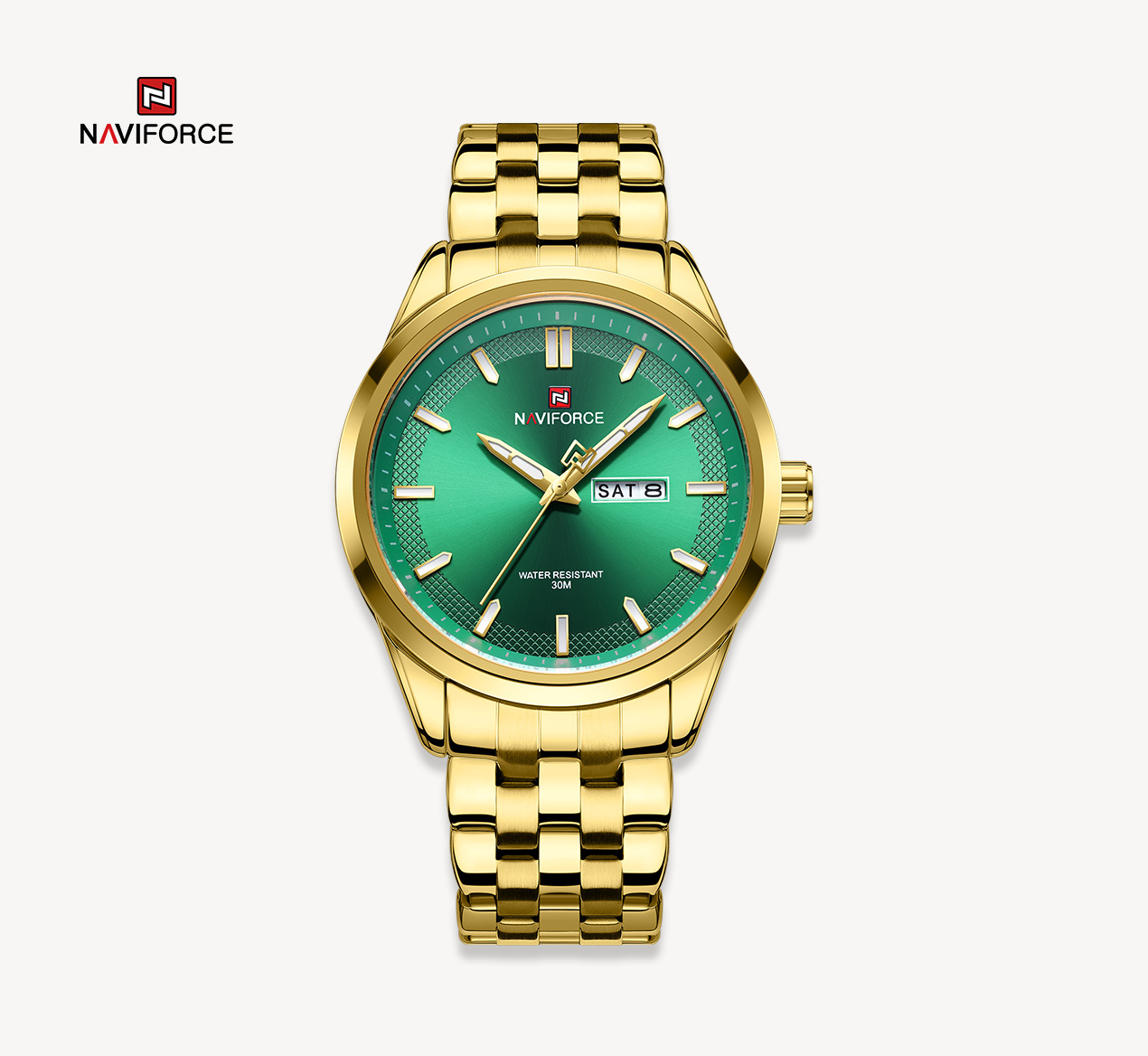นาฬิกา Naviforce รุ่น NF9203 GR สีทอง หน้าเขียว ของแท้ รับประกันศูนย์ 1 ปี ส่งพร้อมกล่อง และใบรับประกันศูนย์ ราคาถูกที่สุด