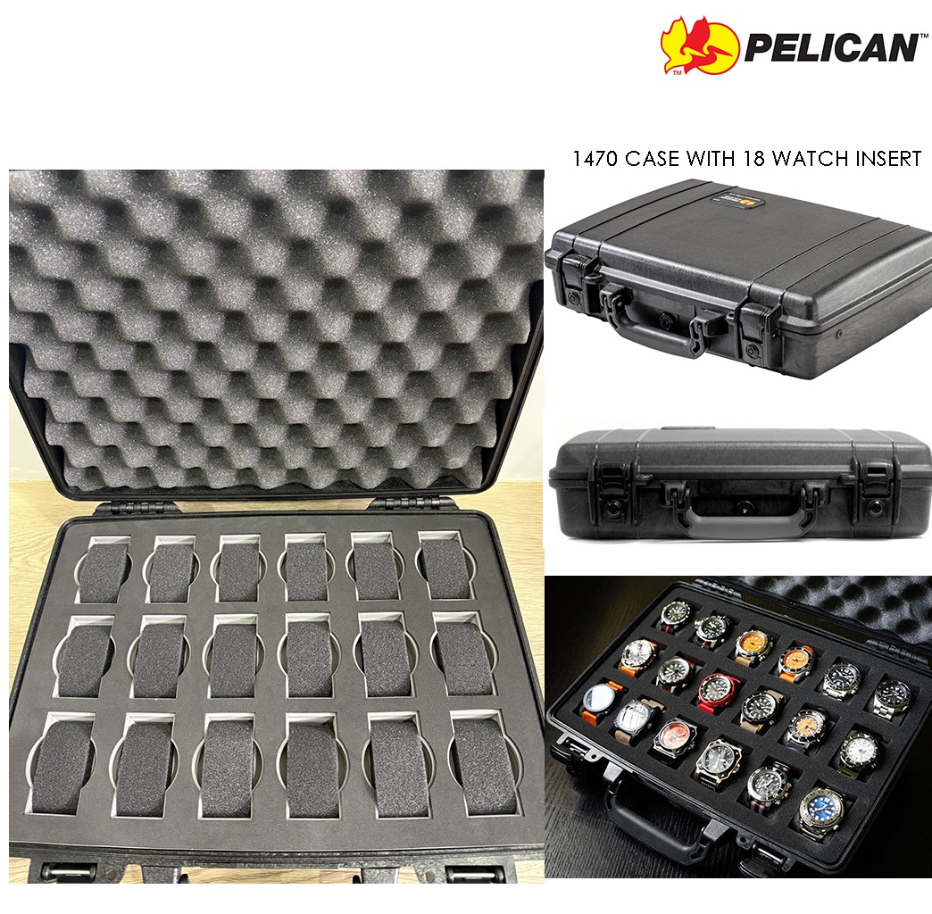 Pelican 1470 Case with Custom Foam (Fits 18 watches) - Grey - ใส่นาฬกา 18เรื่อน