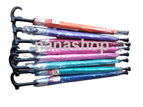 ร่มตอนเดียว24นิ้ว ร่ม24 ด้ามไม้เท้า มีหัวกันลื่น ร่มกันยูวี ขายปลีกและส่ง คละสีและสีล้วน