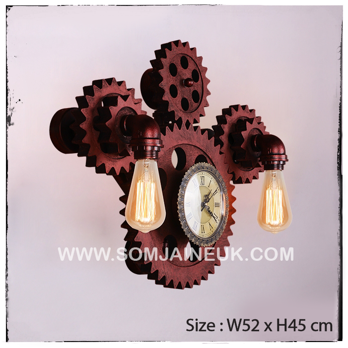 #002 โคมไฟเฟืองเกียร์หมุนได้แบบติดผนัง สไตล์ลอฟท์ เรโทร (American Retro Gear Lamp) แถมฟรีหลอดเอดิสัน !!!