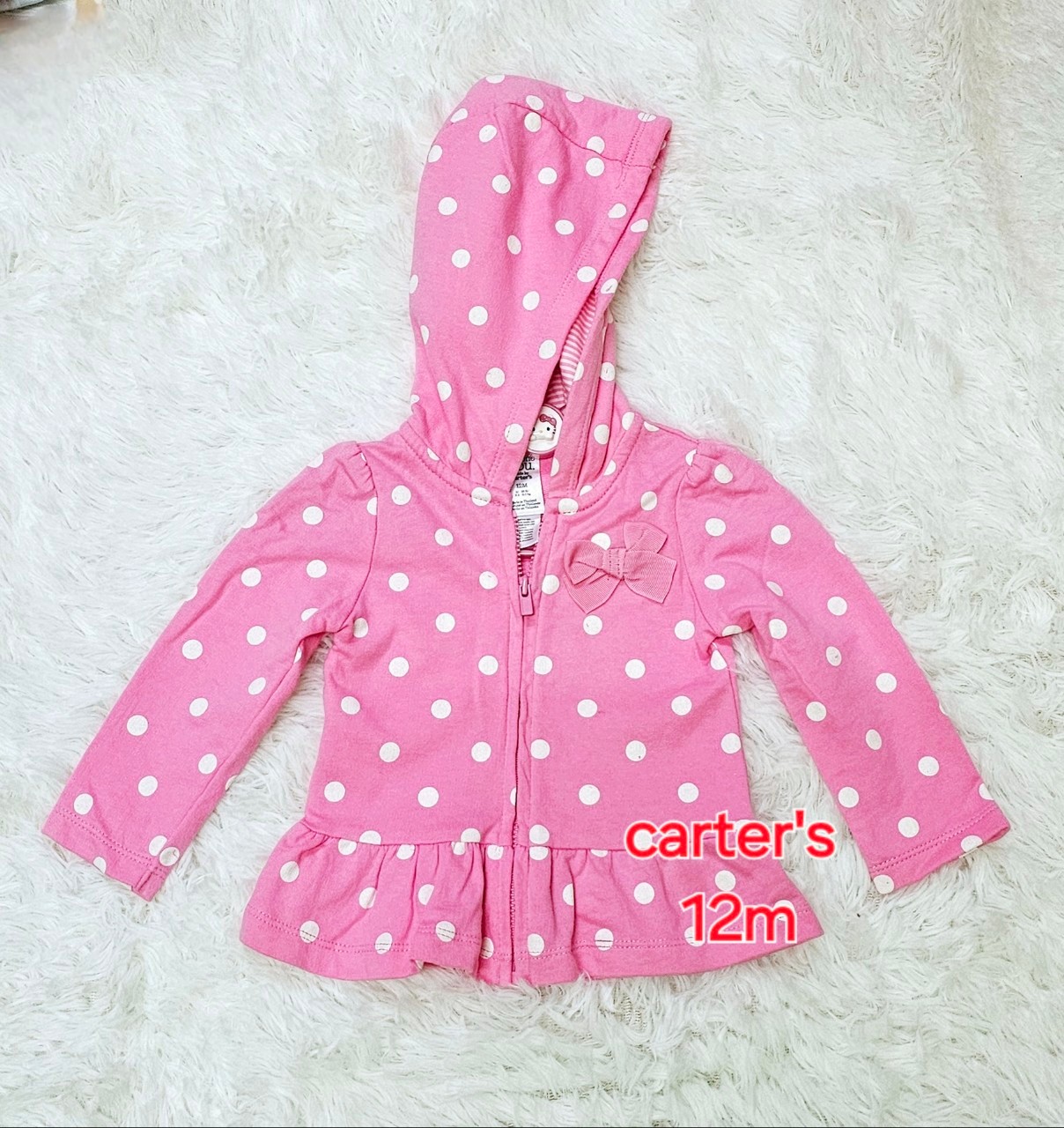 เสื้อคลุมกันหนาวเด็ก Jacket มีฮู้ด Carter's ไซส์ 12m ส่งต่อมือสอง เหมือนใหม่ ไม่มีตำหนิ