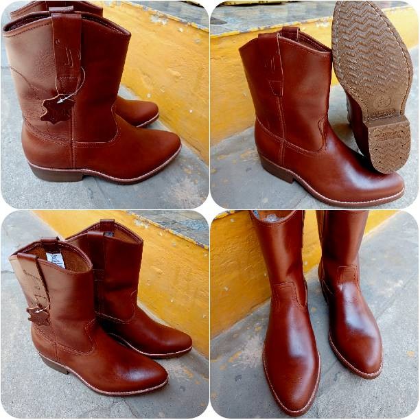 รองเท้าบูทเซฟตี้ หนังมัน สีน้ำตาล หัวเแหลม มีไซส์38-48