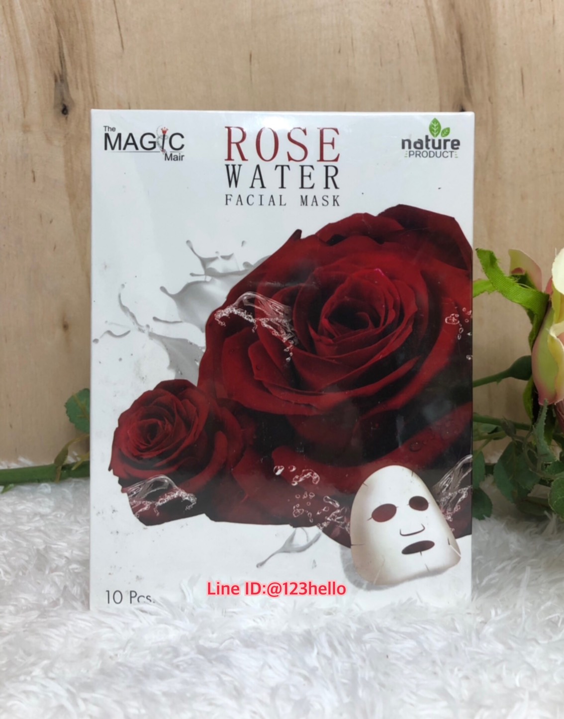 The MAGIC Mair ROSEWATER FACIAL MASK เดอะเมจิกแมร์โรสวอเตอร์เฟเชียลมาส์ก 25 มล. X 10 ชิ้น