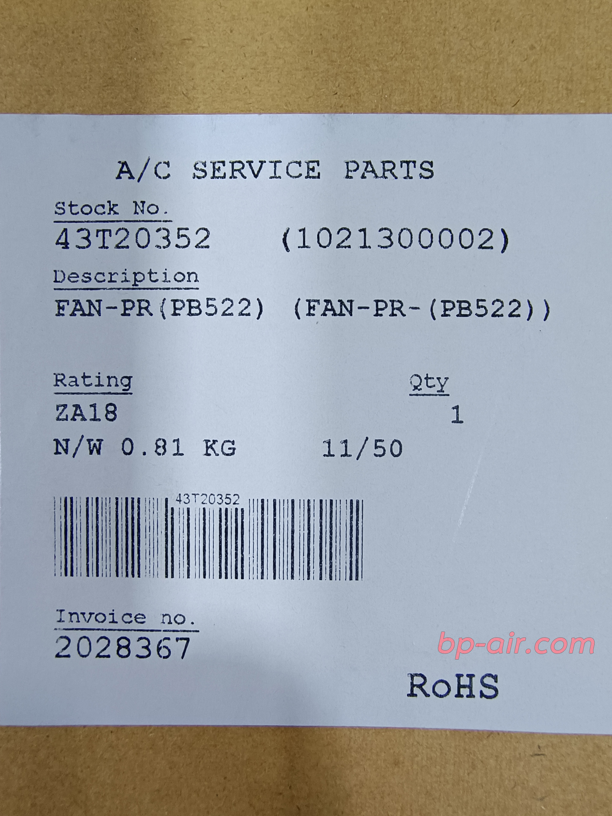 ใบพัดลมคอลย์ร้อน 38TSF0361