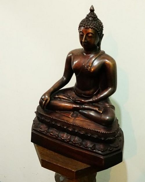 พระเชียงแสน ปางมารวิชัย 9 นิ้ว ทองเหลือง รมดำ