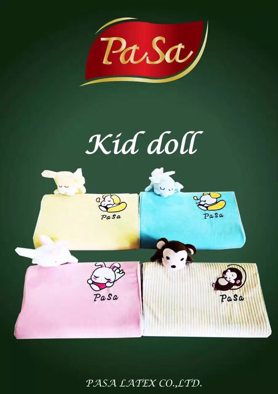 หมอนยางพาราเด็ก แถม ตุ๊กตา Pasa