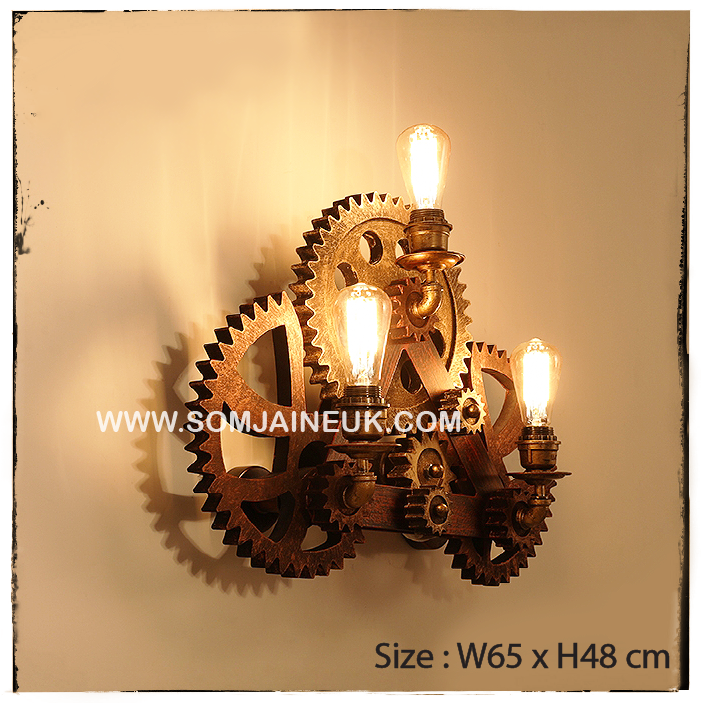 #005 โคมไฟเฟืองเกียร์หมุนได้แบบติดผนัง สไตล์ลอฟท์ เรโทร (American Retro Gear Lamp) แถมฟรีหลอดเอดิสัน !!!