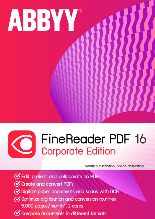ABBYY FineReader V16 Corporate Edition 1Y Subscription
