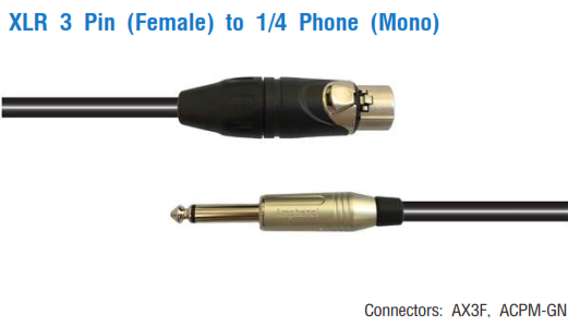 XLR 3 Pin (Female) to 1/4 Phone (Mono) ความยาว 20 เมตร