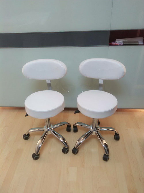 เก้าอี้มีพนักพิง รุ่นพรีเมี่ยม เกรดA ปรับระดับสูง-ต่ำ ระบบไฮดรอลิก สีขาว