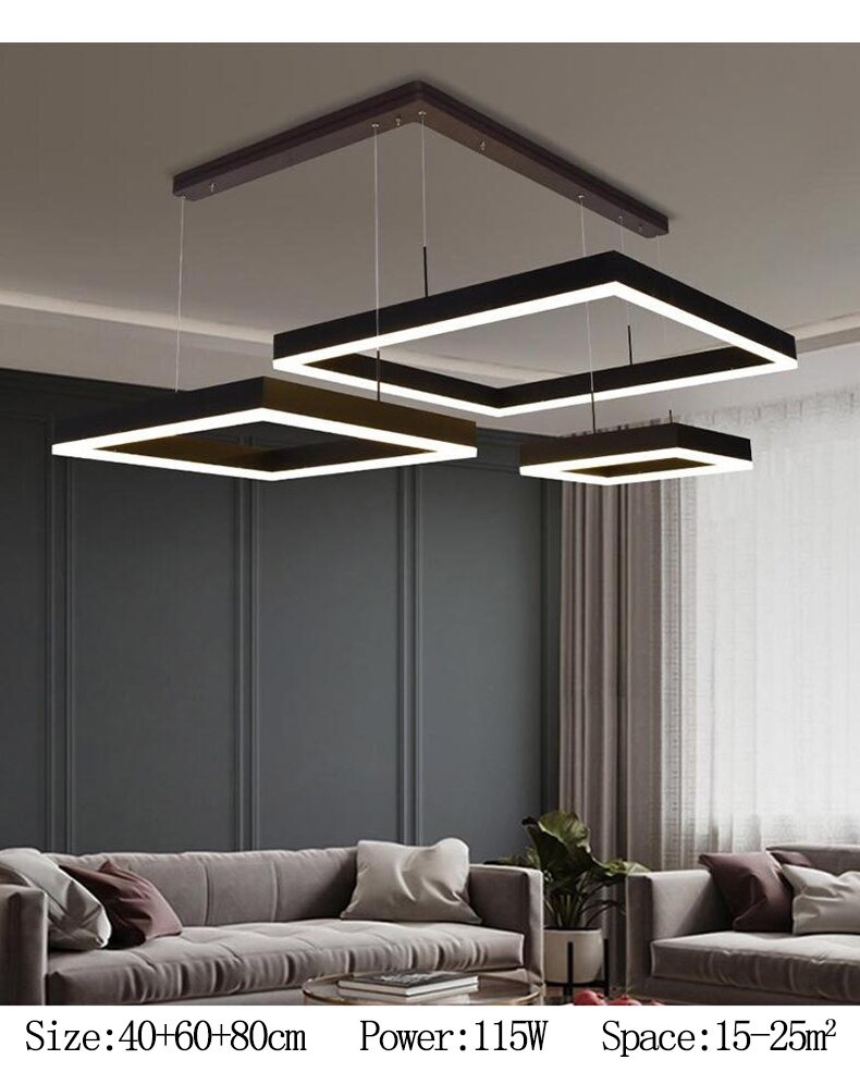 โคมไฟแขวน square ring Led วงสี่เหลี่ยม สีดำ ไฟเพดาน โคมเพดาน ไฟแขวน โคมแขวน ไฟห้อย ไฟระย้า ไฟช่อ ไฟกิ่ง สวยทันสมัย ไฟตกแต่ง หรูหรา ทนทาน ประหยัดไฟ