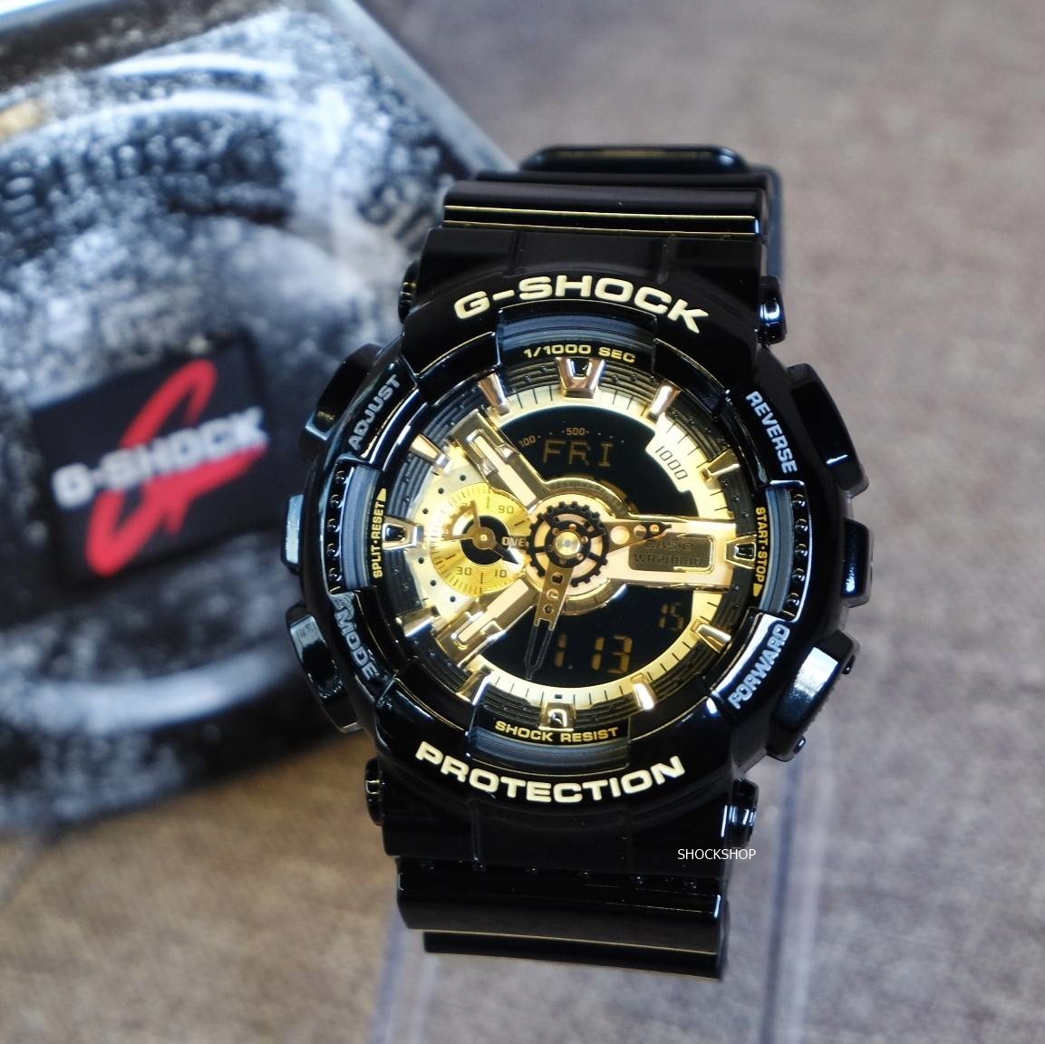 นาฬิกาผู้ชาย Casio G-Shock ดำทอง รุ่นยอดฮิต GA-110GB-1A จีช็อค