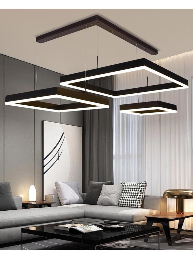 โคมไฟแขวน square ring Led วงสี่เหลี่ยม สีดำ ไฟเพดาน โคมเพดาน ไฟแขวน โคมแขวน ไฟห้อย ไฟระย้า ไฟช่อ ไฟกิ่ง สวยทันสมัย ไฟตกแต่ง หรูหรา ทนทาน ประหยัดไฟ