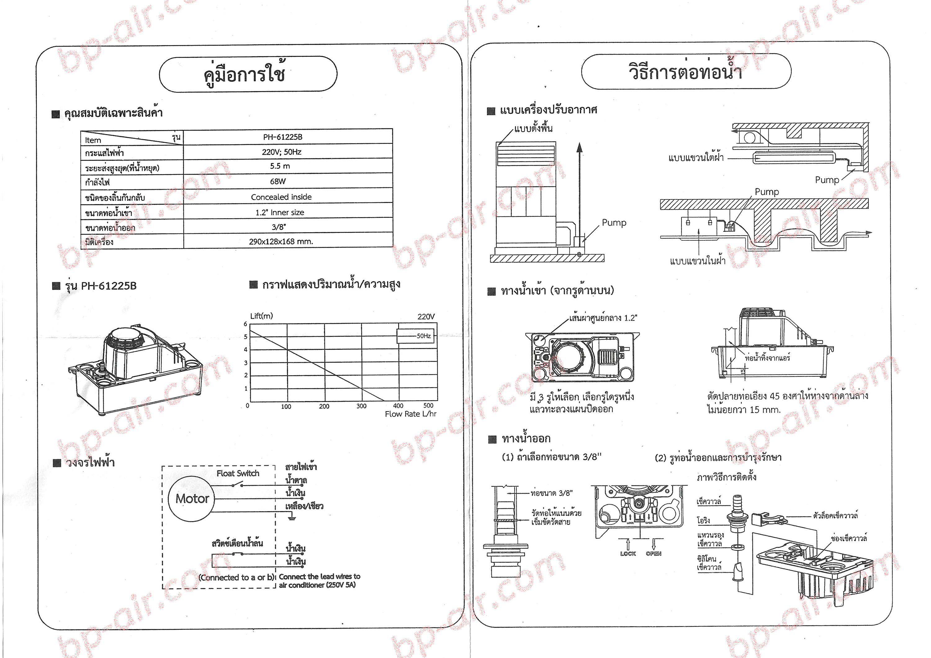 ปั๊มน้ำทิ้งแอร์ WINMAX (กาลักน้ำ) PH-61225B