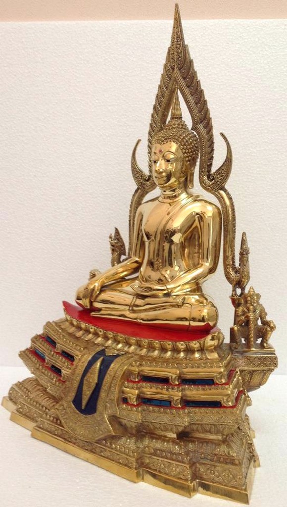 พระพุทธชินราช ทองเหลือง หน้าตัก 9นิ้ว ขัดเงา ฐานสูง