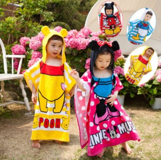 เสื้อคลุมว่ายน้ำเด็ก ผ้าขนหนู สำหรับเด็ก 4-8 ขวบ
