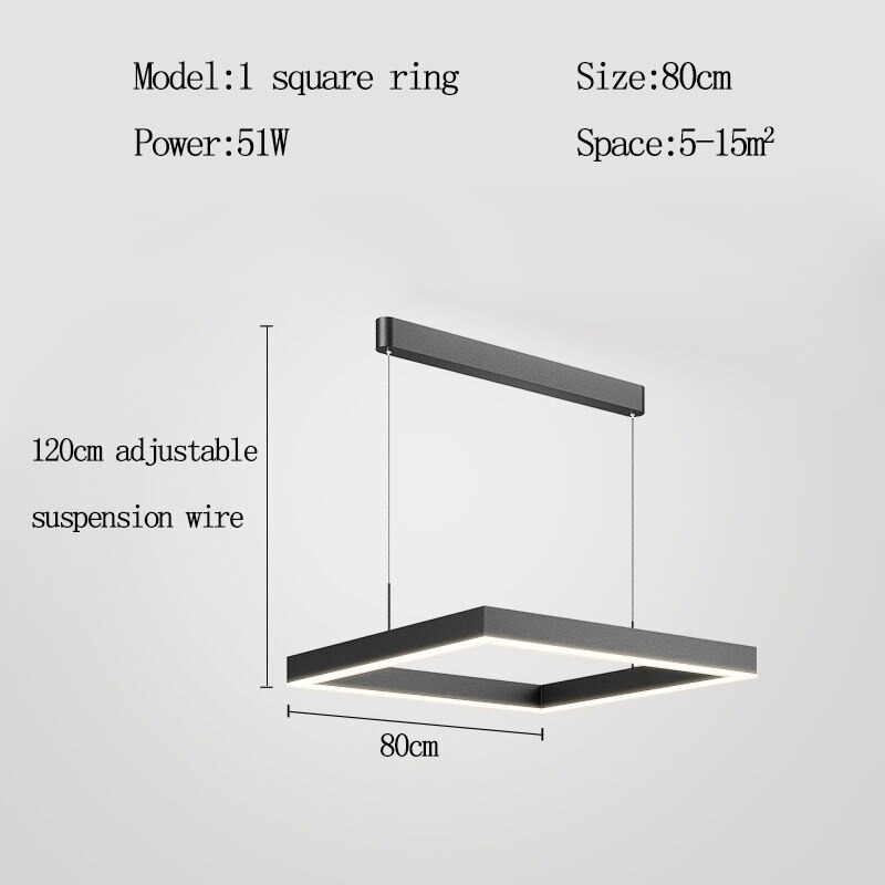 โคมไฟแขวน square ring Led วงสี่เหลี่ยม สีดำ ไฟเพดาน โคมเพดาน ไฟแขวน โคมแขวน ไฟห้อย ไฟระย้า ไฟช่อ ไฟกิ่ง สวยทันสมัย ไฟตกแต่ง หรูหรา ทนทาน ประหยัดไฟ