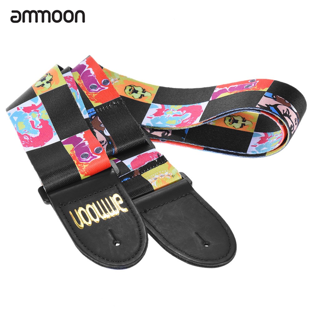 ammoon Adjustable Wide Soft Distinctive Strap Belt for Electric Acoustic Guitar Bass Fashionable Design