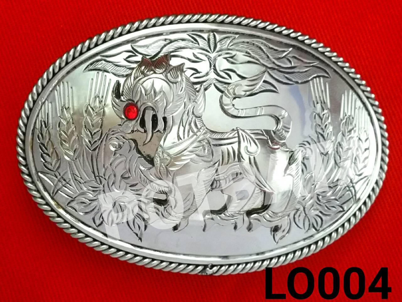 หัวเข็มขัดสแตนเลส สิงห์ขอบเดียวลายรวงข้าว LO004