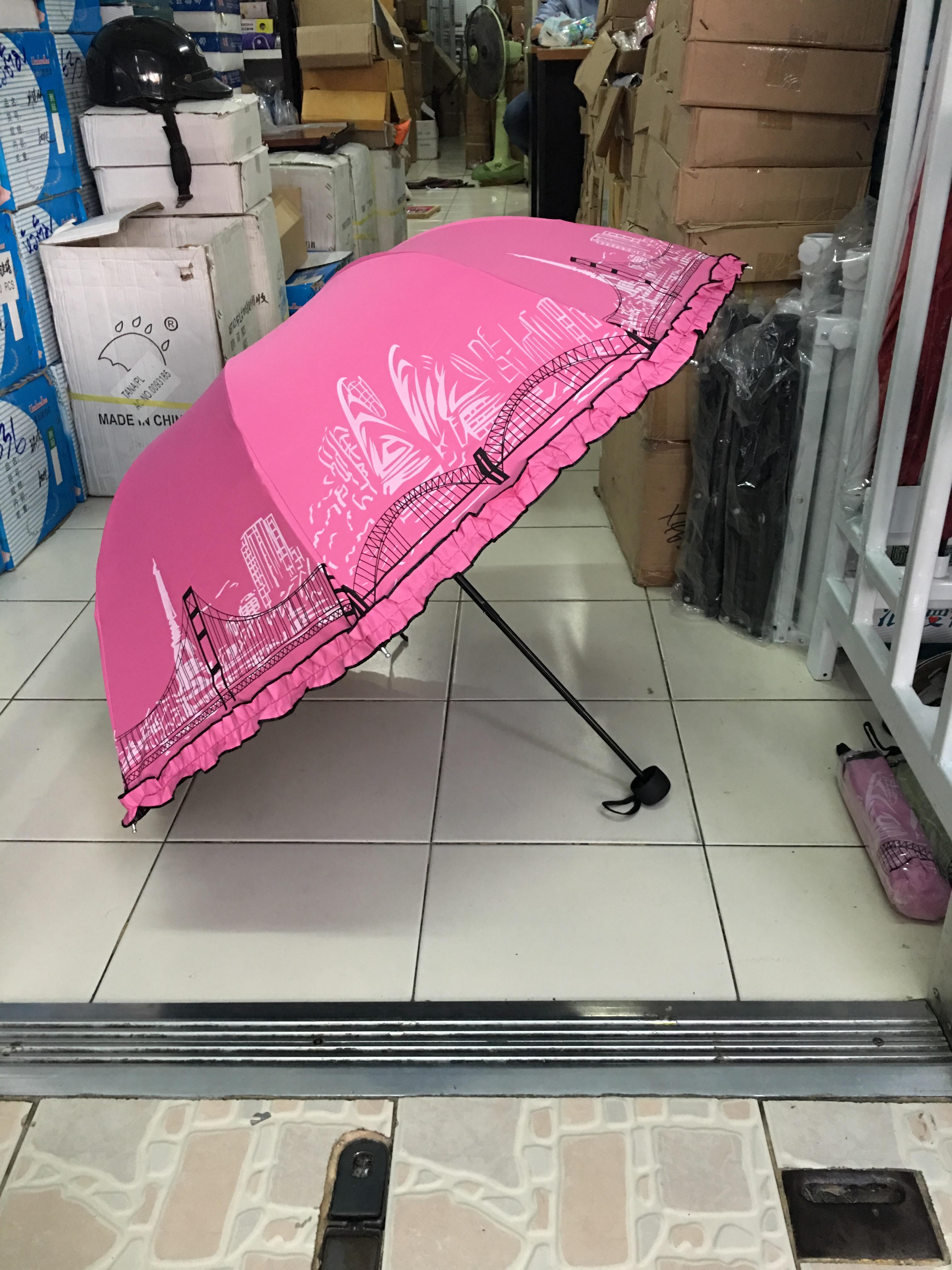 ร่มโค้งแฟชั่นรหัส657มีระบายยูวีสีดำ