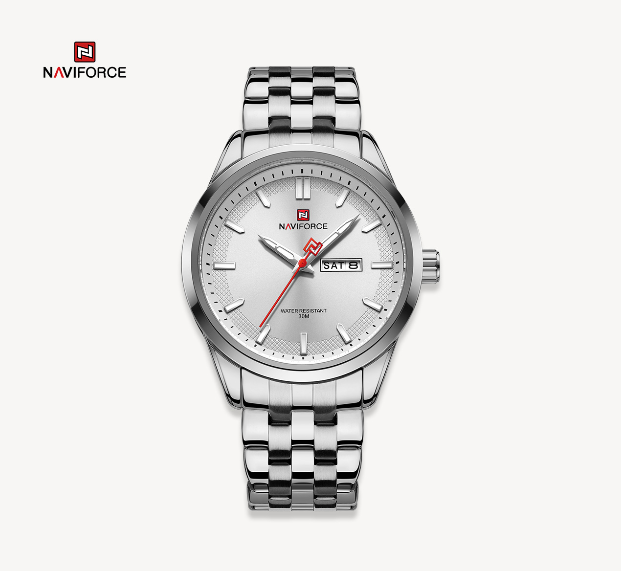 นาฬิกา Naviforce รุ่น NF9203 SIL สีเงิน ของแท้ รับประกันศูนย์ 1 ปี ส่งพร้อมกล่อง และใบรับประกันศูนย์ ราคาถูกที่สุด
