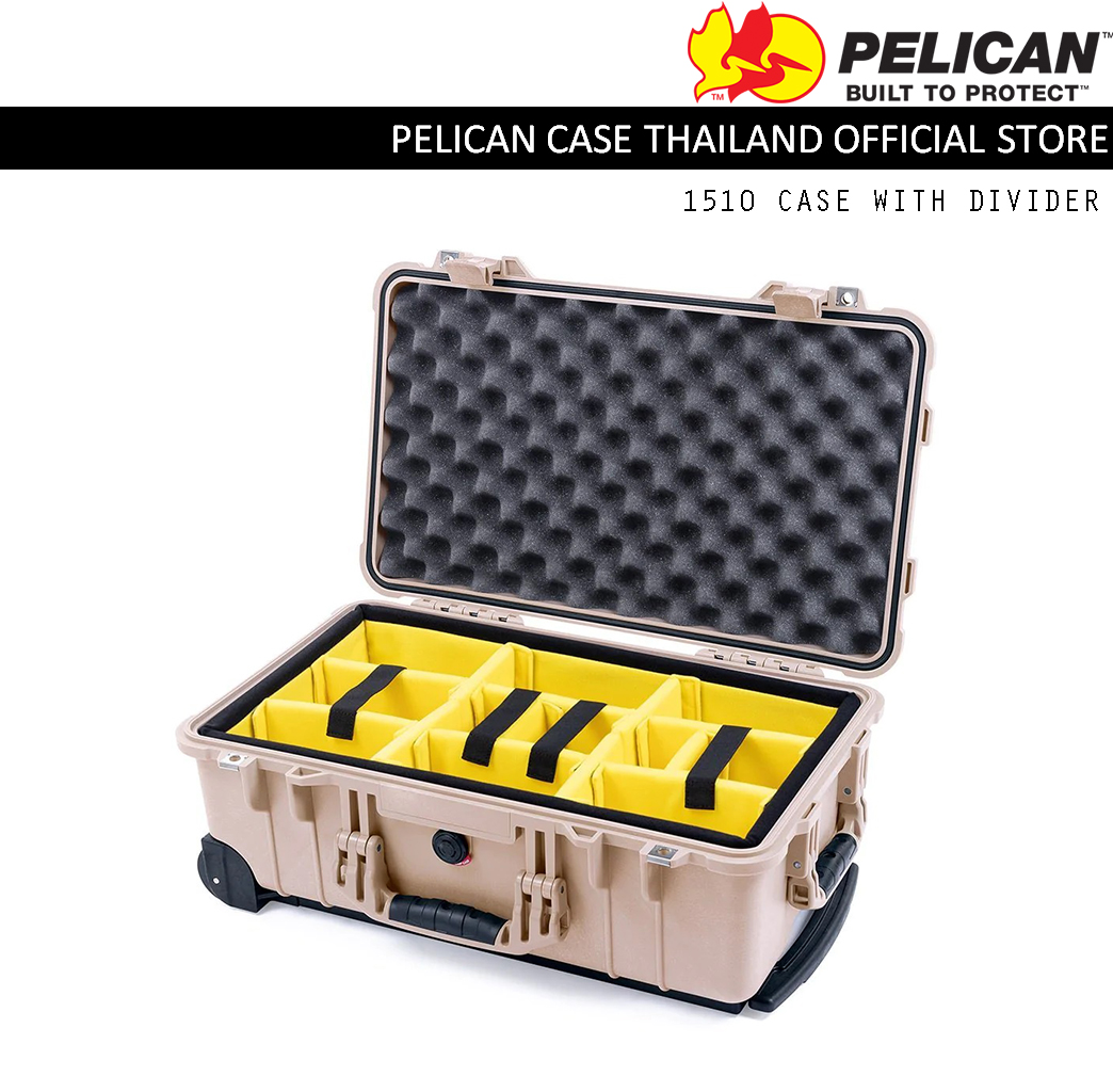 PELICAN 1510 CASE WITH PADDED DIVIDER - DESERT TAN