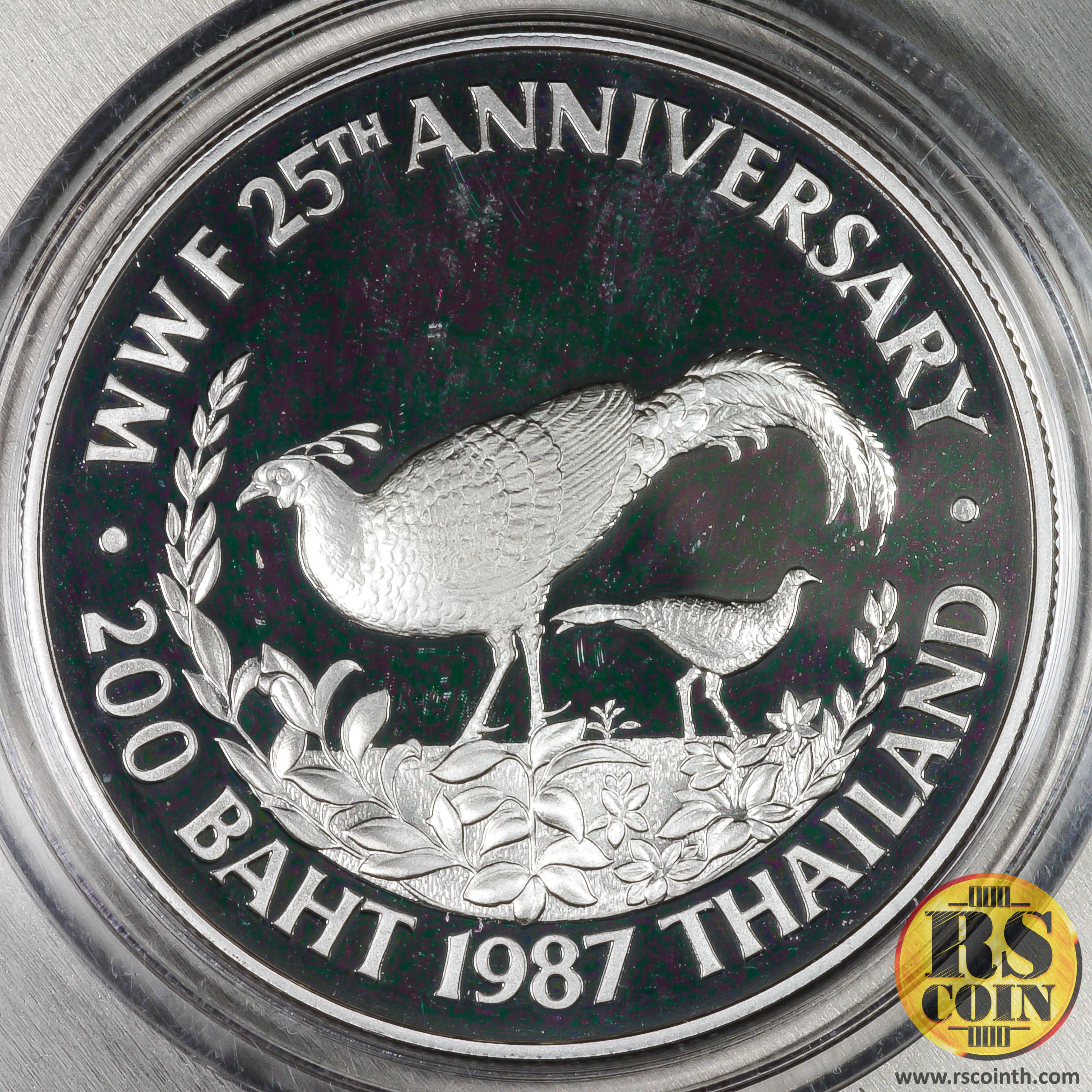 เหรียญกษาปณ์เงินขัดเงา เหรียญกษาปณ์ที่ระลึกเนื่องในโอกาสครบ 25 ปี ของกองทุนคุ้มครองสัตว์ป่าแห่งโลก