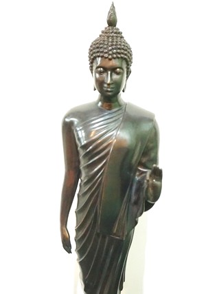 พระพุทธรูป ปางลีลา สูง80ซม. ทองเหลือง รมดำ (พุทธมณฑล)