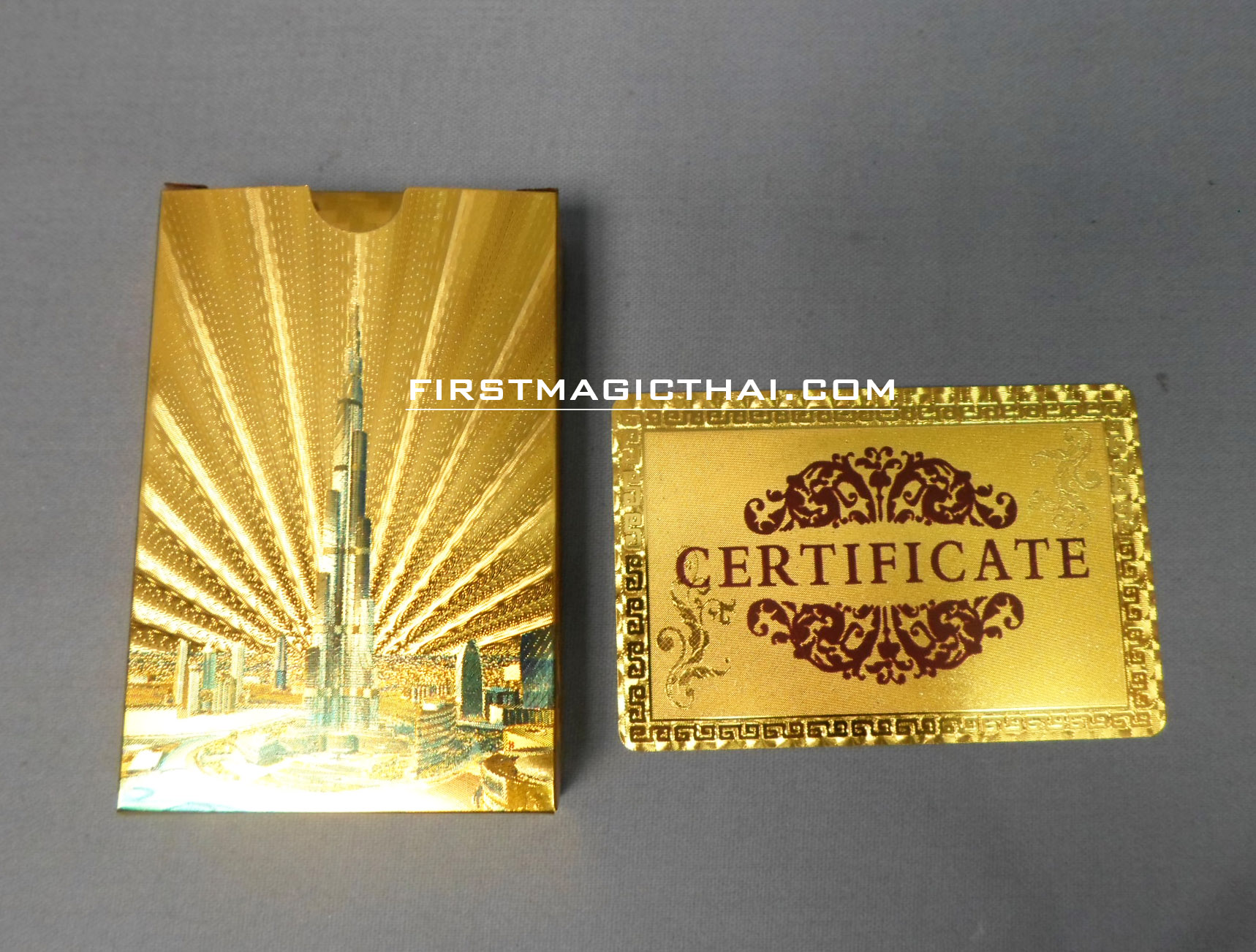 ไพ่พลาสติก สีทอง หลัง Dubai