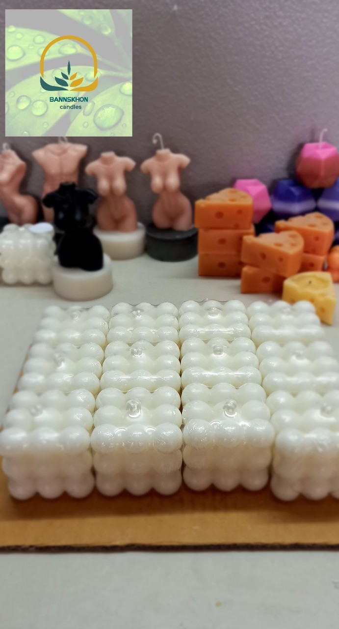 เทียนก้อนลูกบาก์ค มินิมอล ขนาด 6x6